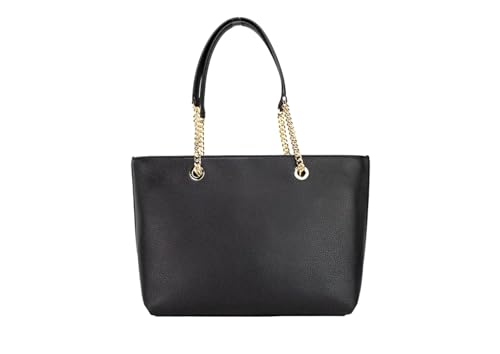 Michael Kors Black Pebbled Leather Chain Top Zip Tote