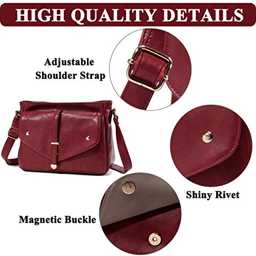 VASCHY Women's Burgundy Crossbody Shoulder Bag Fashion Handbag