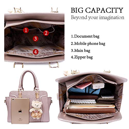 Pahajim 4-Piece Women's Designer Handbag Set (Red)