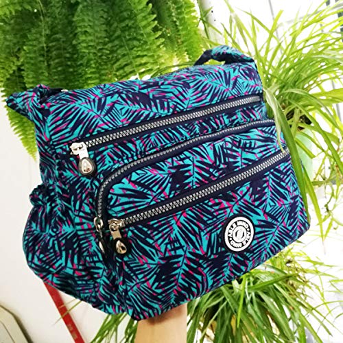 AIBILIEI Women's Blue Nylon Messenger Shoulder Handbag