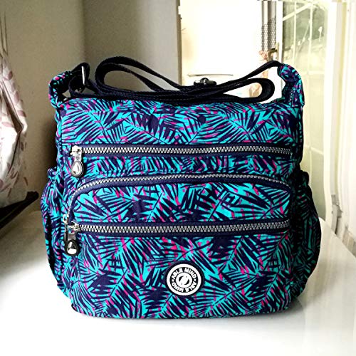 AIBILIEI Women's Blue Nylon Messenger Shoulder Handbag