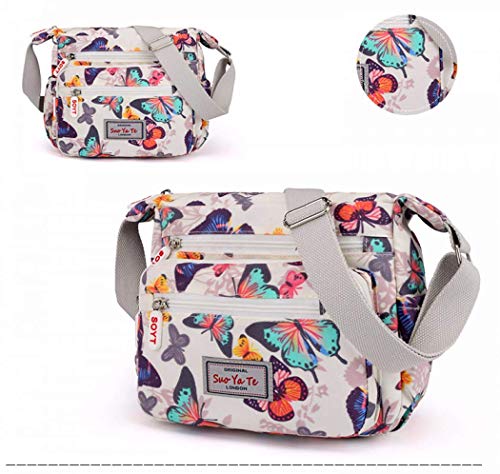 Floral-Navy Blue Crossbody Designer Handbag with Multi-Pockets