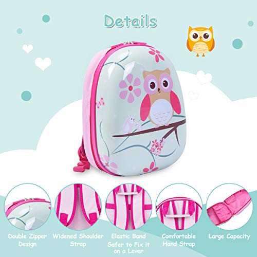 GYMAX Owl Print Kids Carry-On Luggage Set