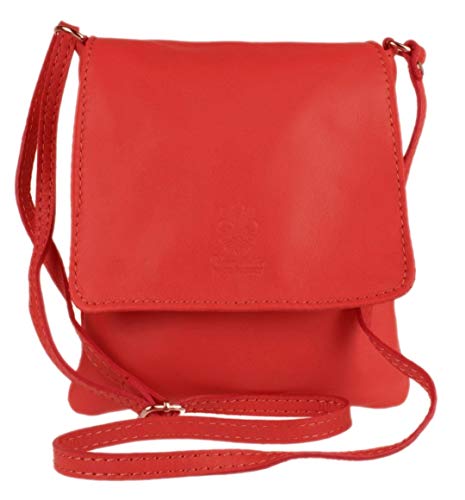 Red Genuine Leather Girly Shoulder Bag - Small, Crossbody