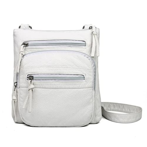 SCOFY FASHION Vintage Soft Leather Shoulder Bags, White