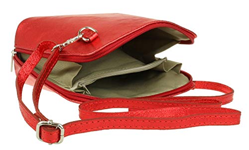 Girly Metallic Leather Cross Body Shoulder Bag (Red)