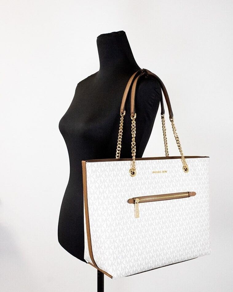 Michael Kors Vanilla Front Pocket Chain Tote Bag