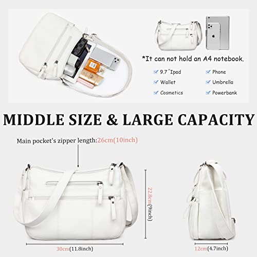 White Designer Handbag with Shoulder Strap and Multiple Pockets