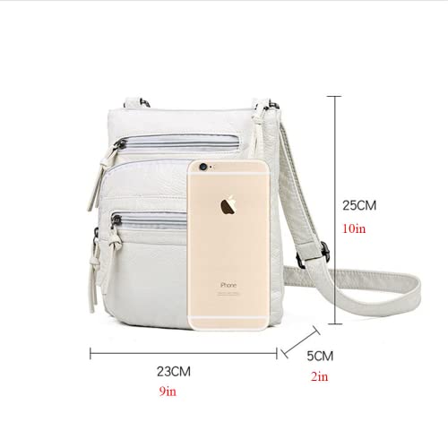 SCOFY FASHION Vintage Soft Leather Shoulder Bags, White