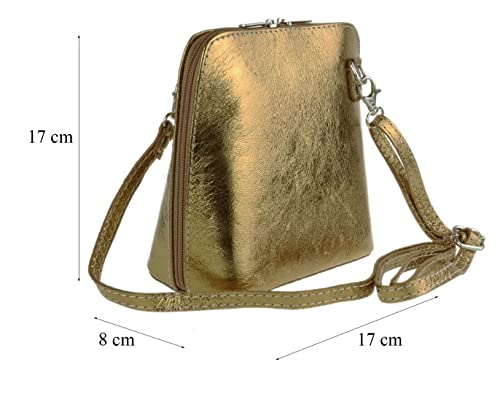 Girly Metallic Leather Cross Body Shoulder Bag (Red)