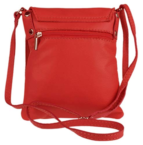 Red Genuine Leather Girly Shoulder Bag - Small, Crossbody