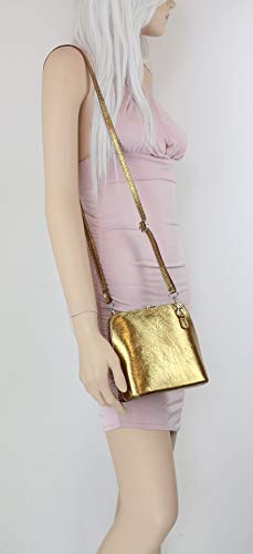 Girly Metallic Leather Cross Body Shoulder Bag (Red)