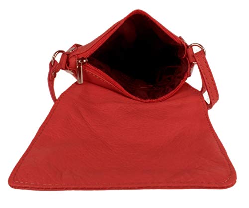 Red Genuine Leather Girly Shoulder Bag - Small, Crossbody