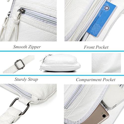 SCOFY FASHION Vintage Soft Leather Shoulder Bags, White