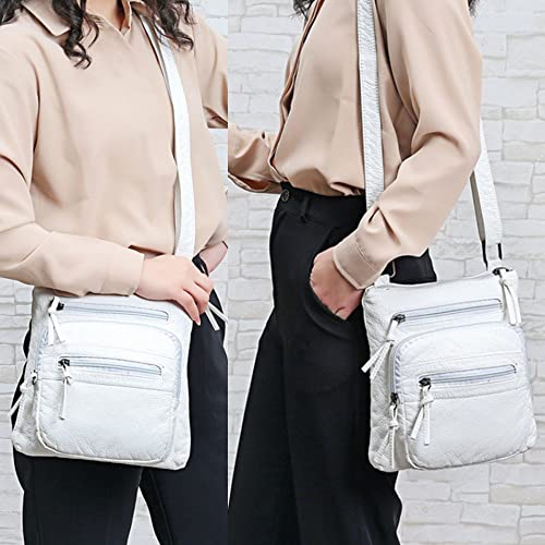 SCOFY FASHION Vintage Soft Leather Shoulder Bags, White