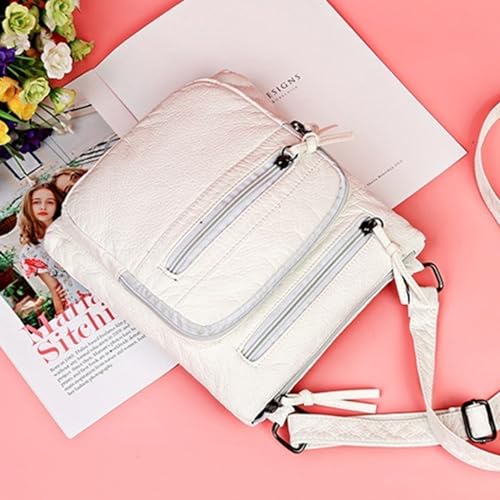 SCOFY FASHION Vintage Soft Leather Shoulder Bags, White