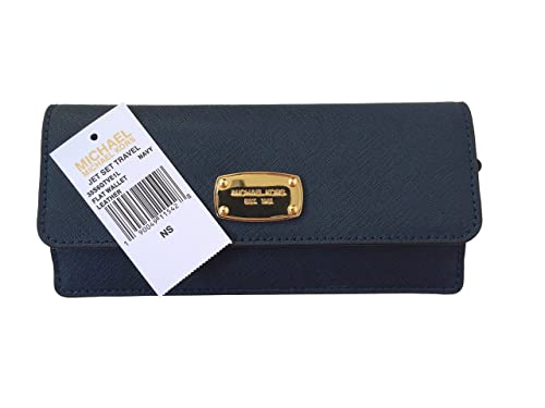 Michael Kors Navy Leather Flat Wallet for Travel