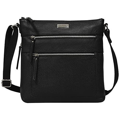 Elegant Damen Crossbody Handtasche - Schwarze Ledertasche, RFID-Schutz