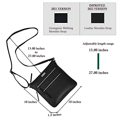 Elegant Damen Crossbody Handtasche - Schwarze Ledertasche, RFID-Schutz