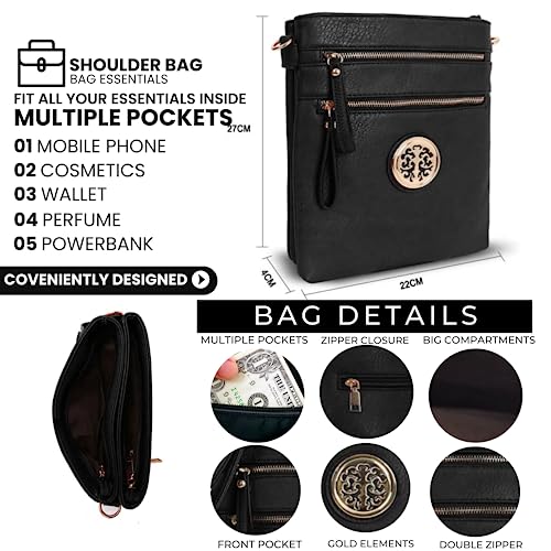 kukubird Plush Designer PU-Leather Shoulder Bag - Black