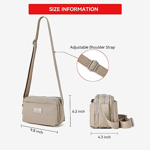 Beige Waterproof Nylon Crossbody Messenger Bag for Women
