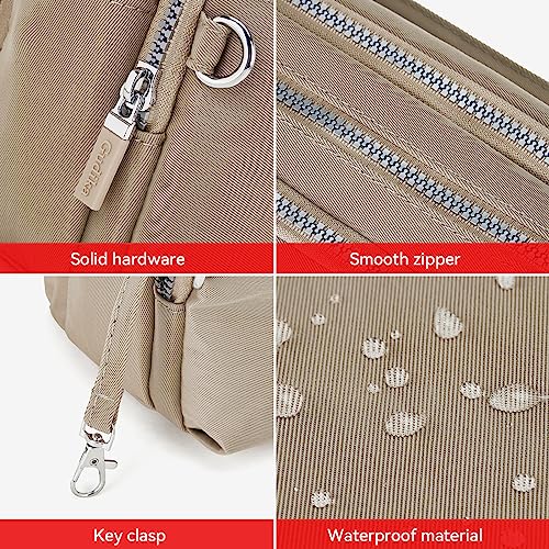 Beige Waterproof Nylon Crossbody Messenger Bag for Women