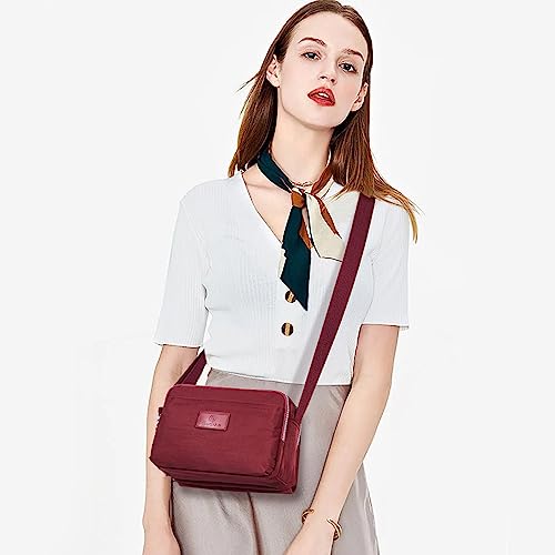 Beige Waterproof Nylon Crossbody Messenger Bag for Women