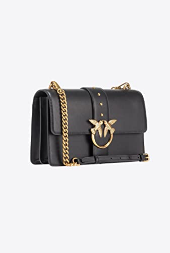 Pinko Women's Love One Classic Cl Calf Se Bag, Z99q Black-Antique Gold, 25X2X16