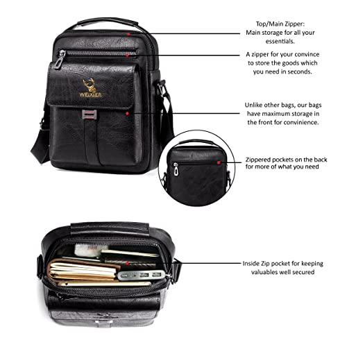 Men's Black Leather Designer Shoulder Bag