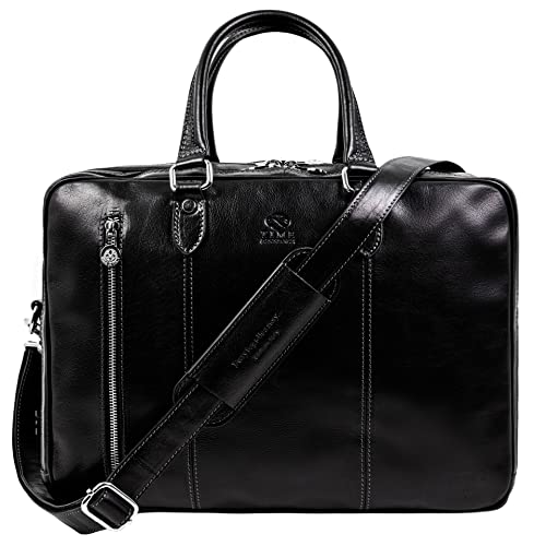 Time Resistance Leather Laptop Briefcase - Unisex Designer Bag