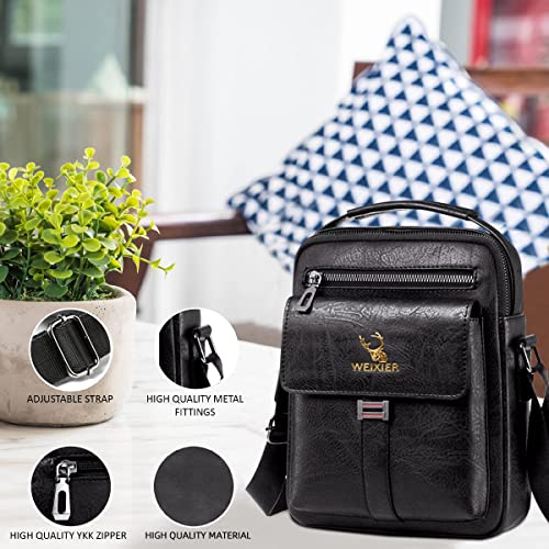 Men's Black Leather Designer Shoulder Bag