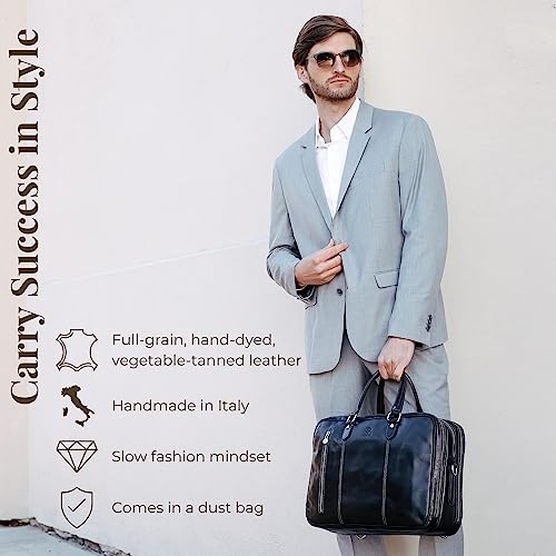 Time Resistance Leather Laptop Briefcase - Unisex Designer Bag