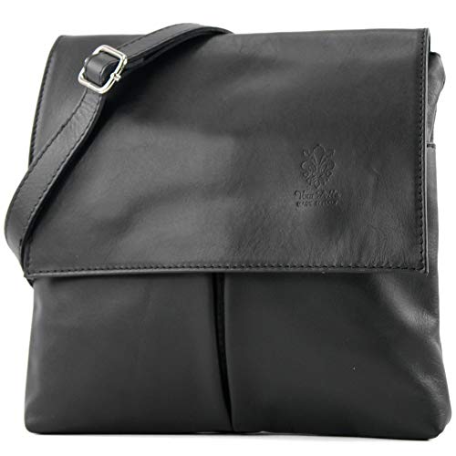 Craze London Italian Leather Double Pocket Crossbody Bag
