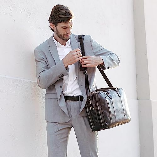 Time Resistance Leather Laptop Briefcase - Unisex Designer Bag