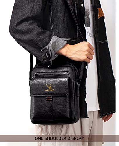 Men's Black Leather Designer Shoulder Bag