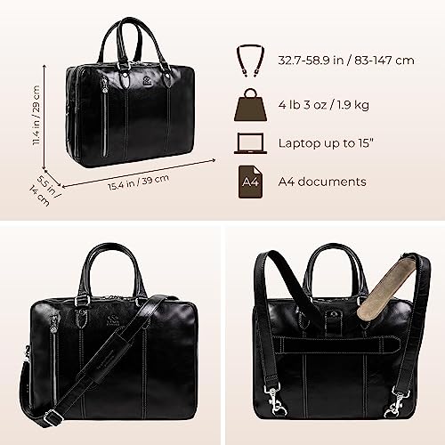Time Resistance Leather Laptop Briefcase - Unisex Designer Bag