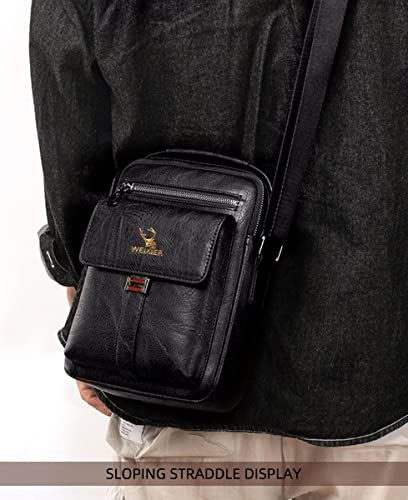 Men's Black Leather Designer Shoulder Bag