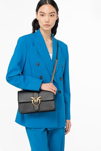Pinko Women's Love One Classic Cl Calf Se Bag, Z99q Black-Antique Gold, 25X2X16