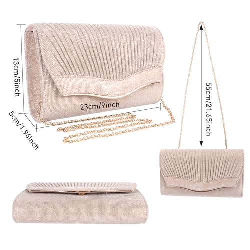 Champagne Glitter Evening Clutch Bag for Formal Events