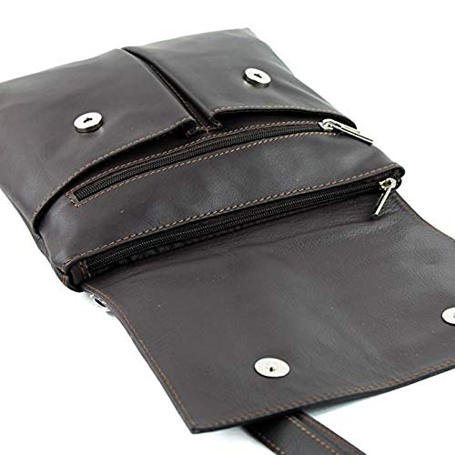 Craze London Italian Leather Double Pocket Crossbody Bag