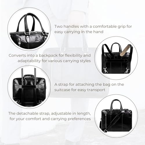 Time Resistance Leather Laptop Briefcase - Unisex Designer Bag