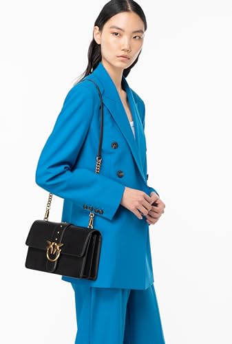 Pinko Women's Love One Classic Cl Calf Se Bag, Z99q Black-Antique Gold, 25X2X16