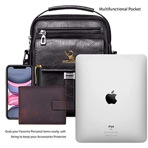 Men's Black Leather Designer Shoulder Bag