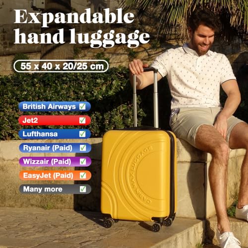 White Carry-On Suitcase 55x40x20 for Ryanair, Easyjet