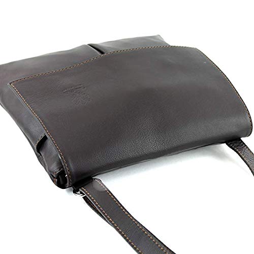 Craze London Italian Leather Double Pocket Crossbody Bag