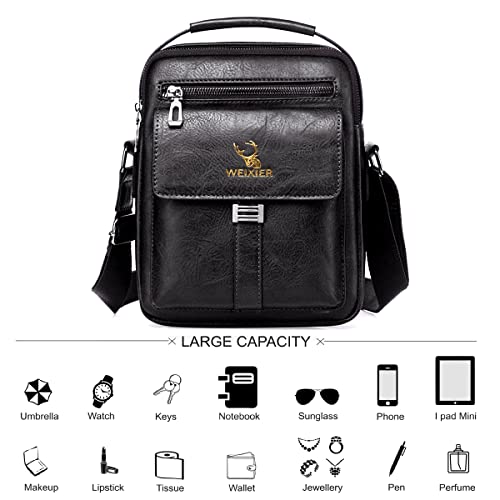 Men's Black Leather Designer Shoulder Bag