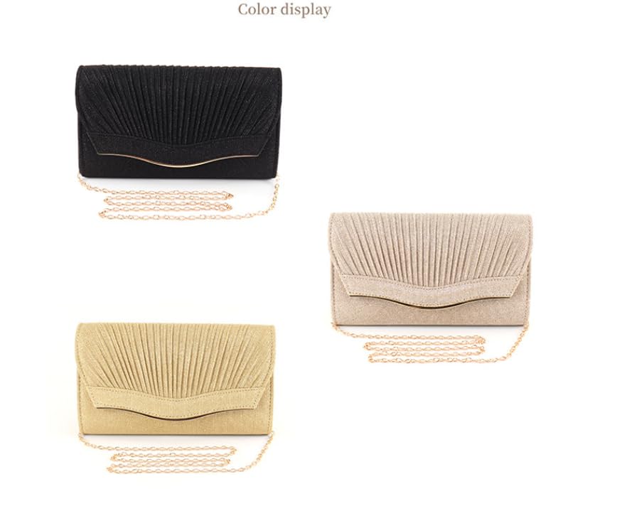 Champagne Glitter Evening Clutch Bag for Formal Events