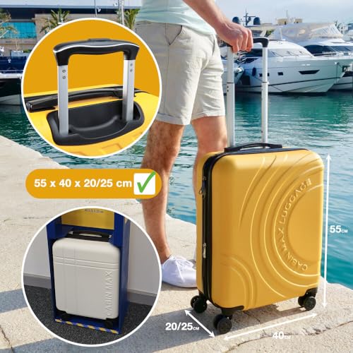 White Carry-On Suitcase 55x40x20 for Ryanair, Easyjet