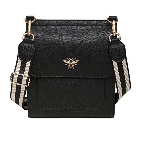 Alice Wheeler Bloomsbury Umhängetasche, Black, Striped Strap