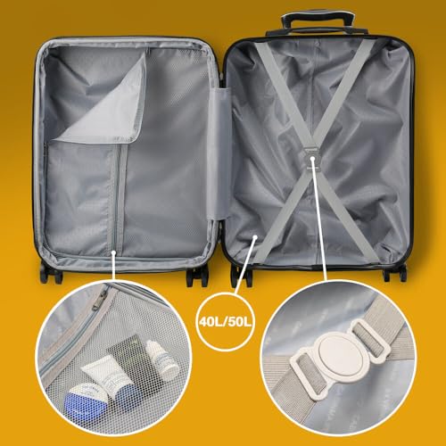 White Carry-On Suitcase 55x40x20 for Ryanair, Easyjet